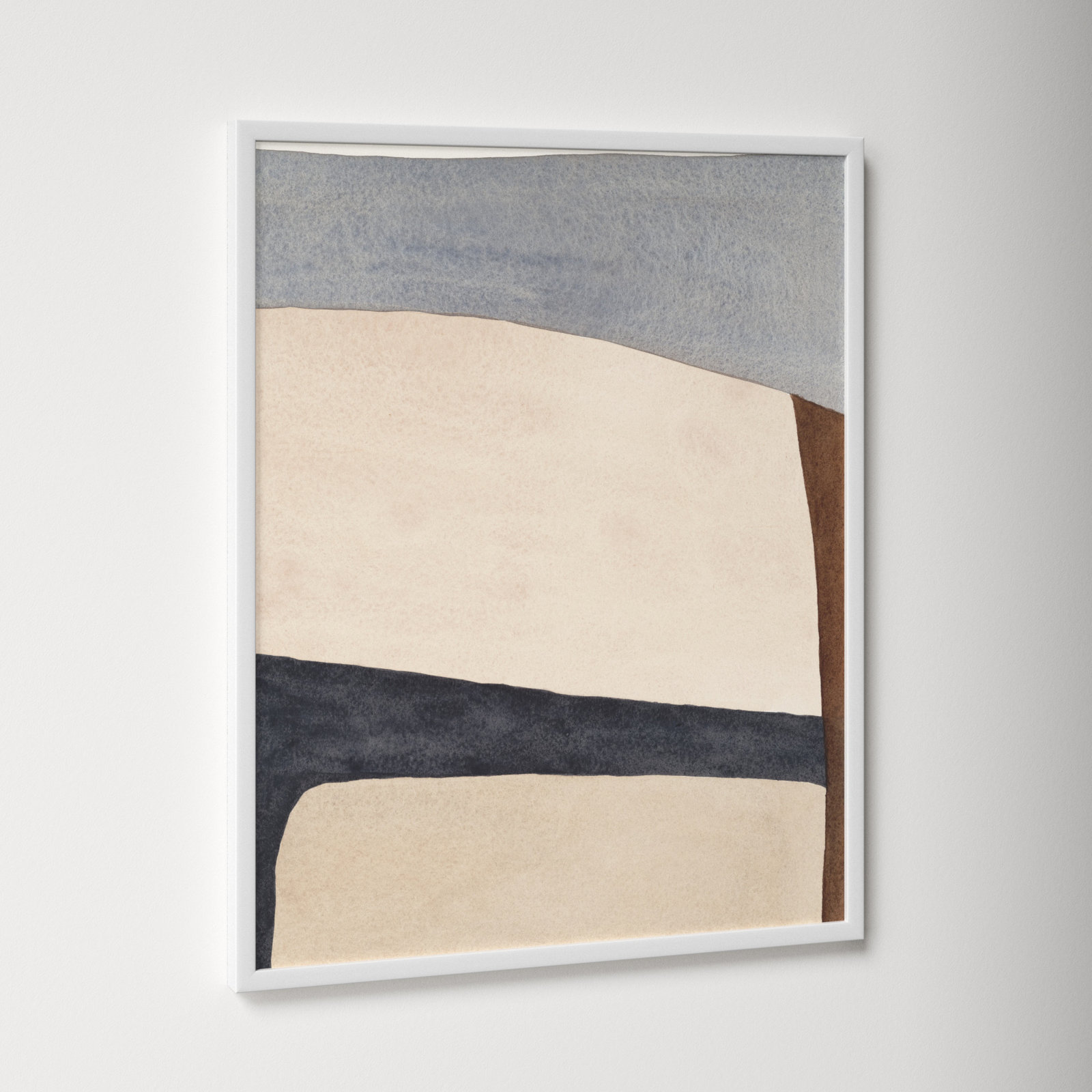 Divided By Blue 1 by Julia Balfour, White Framed, 20" H x 16" W x 1.25" D, White