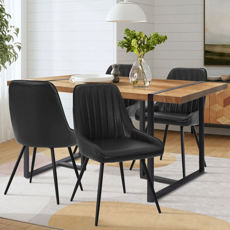 5 - Piece Faux Leather Dining Set, Noir
