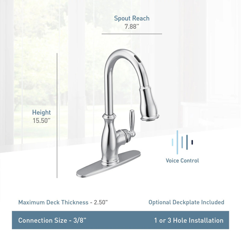 Brantford Smart Touchless  Single Handle Kitchen Faucet with Power Boost and Power Clean and with Accessories