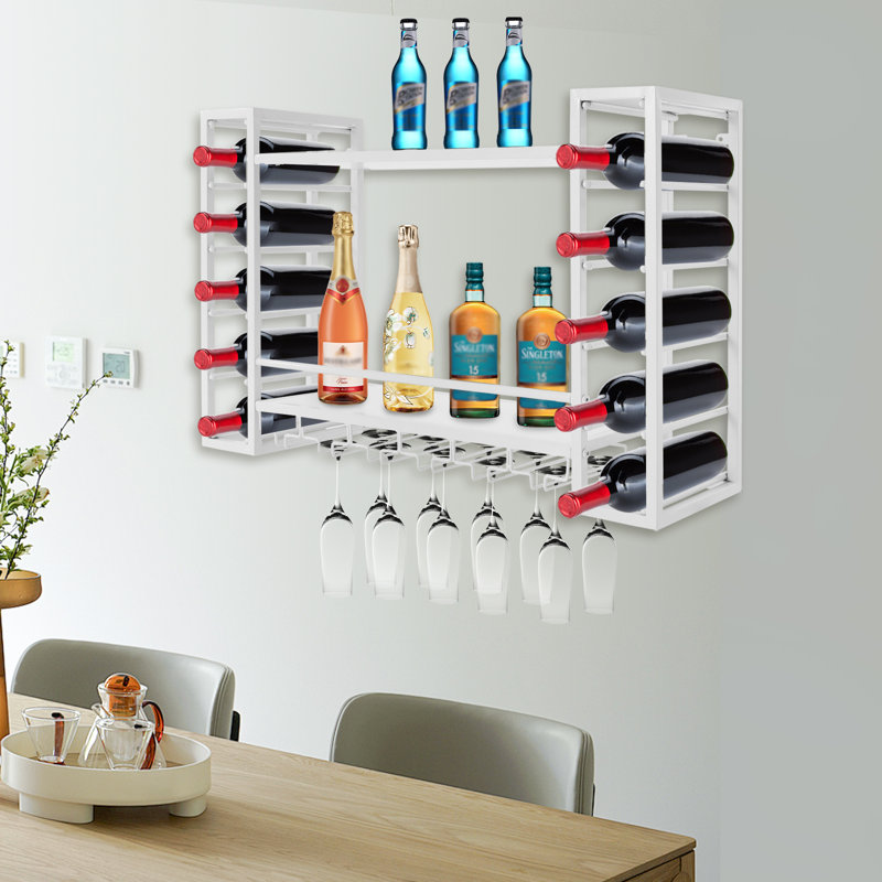Wall Mounted Wine Storage Display Shelf, White