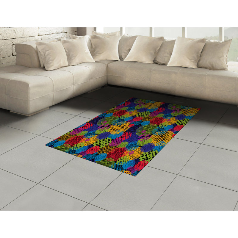 Funky High Density Long Fiber Poly Threads Decorative Area Rug Carpet, Rectangle 4' x 5'8"
