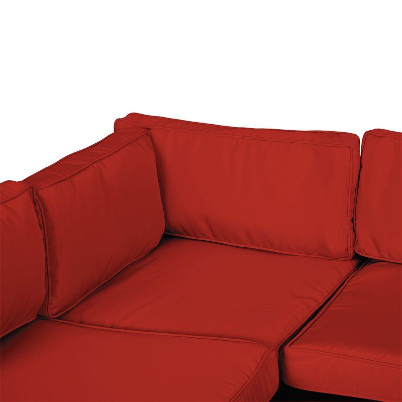 Garden Rattan Sofa Set Polyester Cover Replacement No Cushion, Red