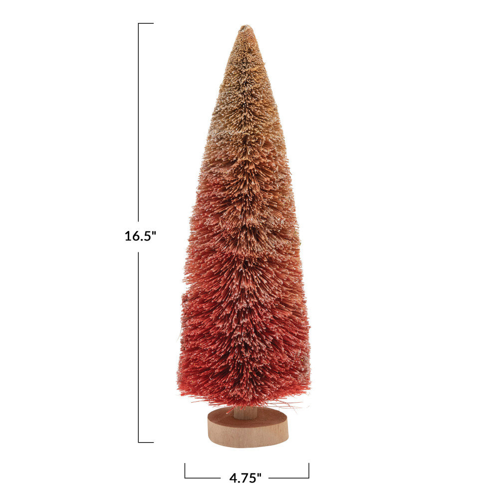 Sisal Bottlebrush Tabletop Tree, 16.5" H x 4.75" W x 4.75" D, Pink Ombre