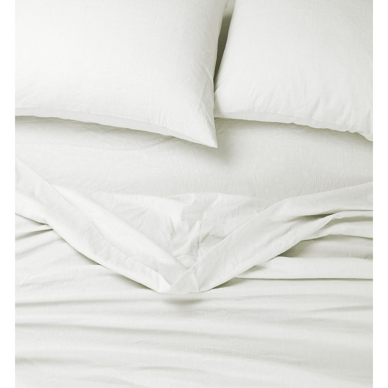 100% Cotton Flatweave Sheet Set, Twin Sheet Set with 2 Pillowcases, Ivory