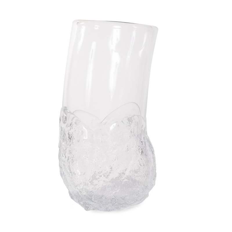 Portage Ice Clear Abstract Glass Vase- Tall, 13.5" H x 8.5" W x 6" D