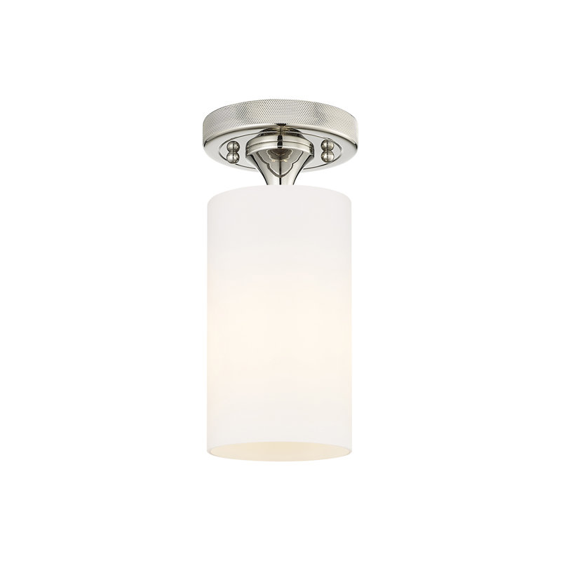 Plafonnier encastré 1 lumière Crown Point, Blanc mat, Nickel poli, H 7,13 po x l 3,88 po x P 3,88 po