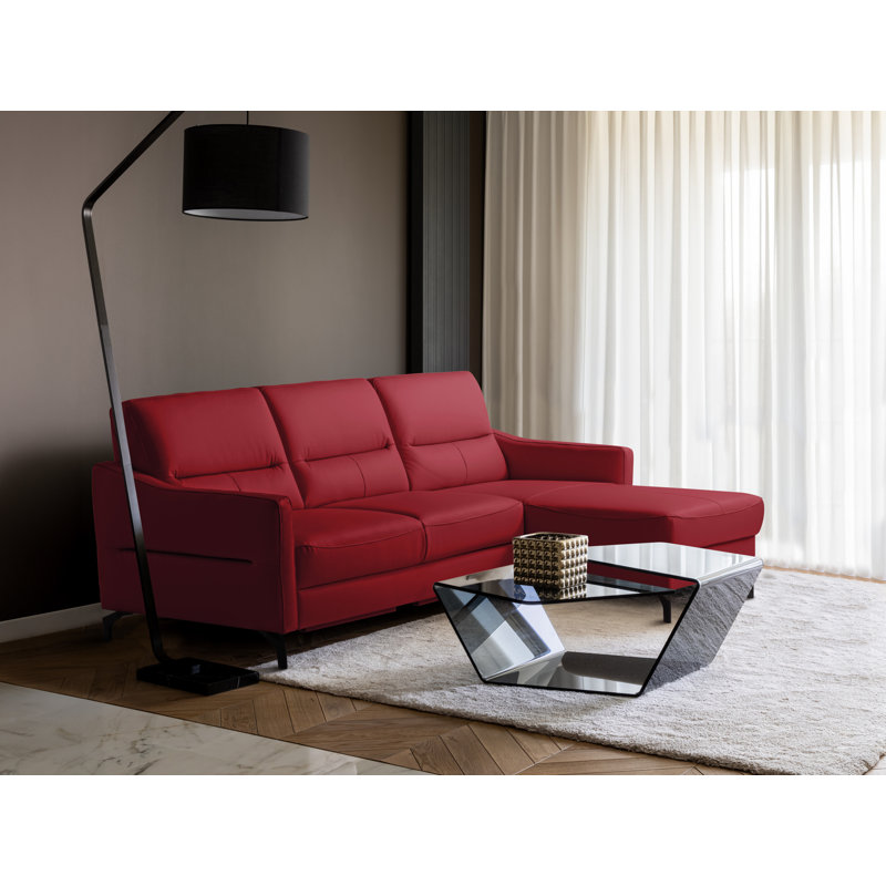 Falkirk Leather Corner Sofabed, Red, Right Hand Facing
