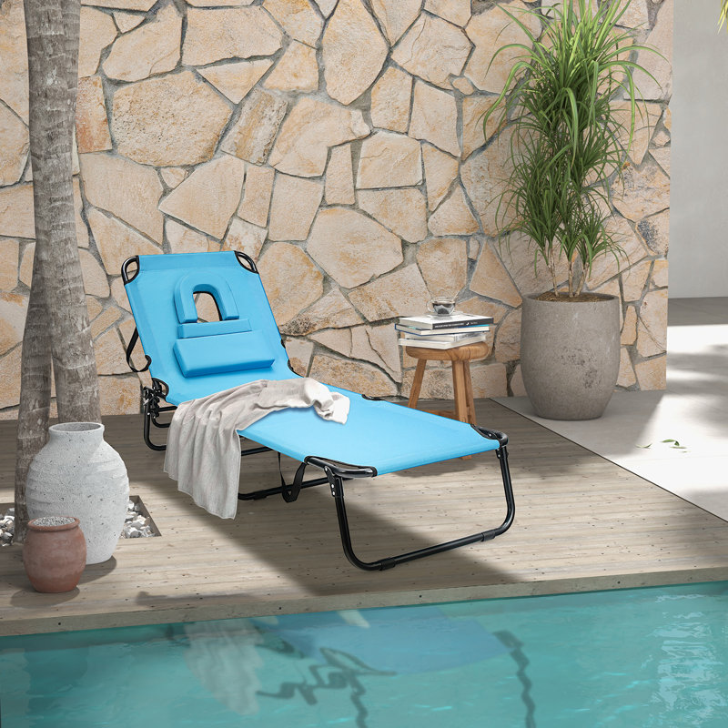 Avaiya Outdoor Metal Chaise Lounge Set, Light Blue