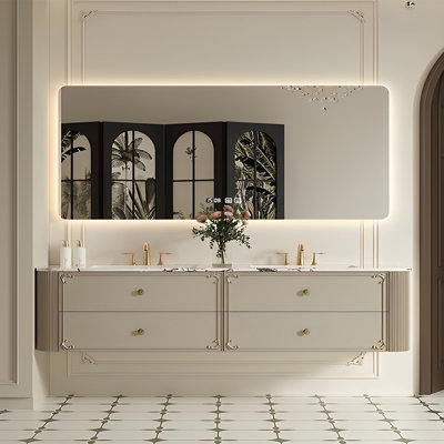 Double-basin retro-style bathroom cabinet
