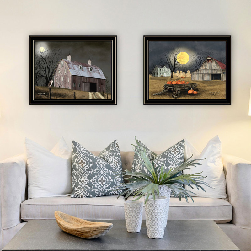 «2 Autumn Moonlit Nights», art mural en bois et papier multicolore