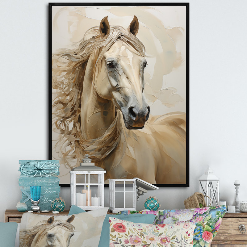 Portrait de cheval sophistiqué I, Cadre flottant noir, H 40 po x l 30 po x P 1,5 po
