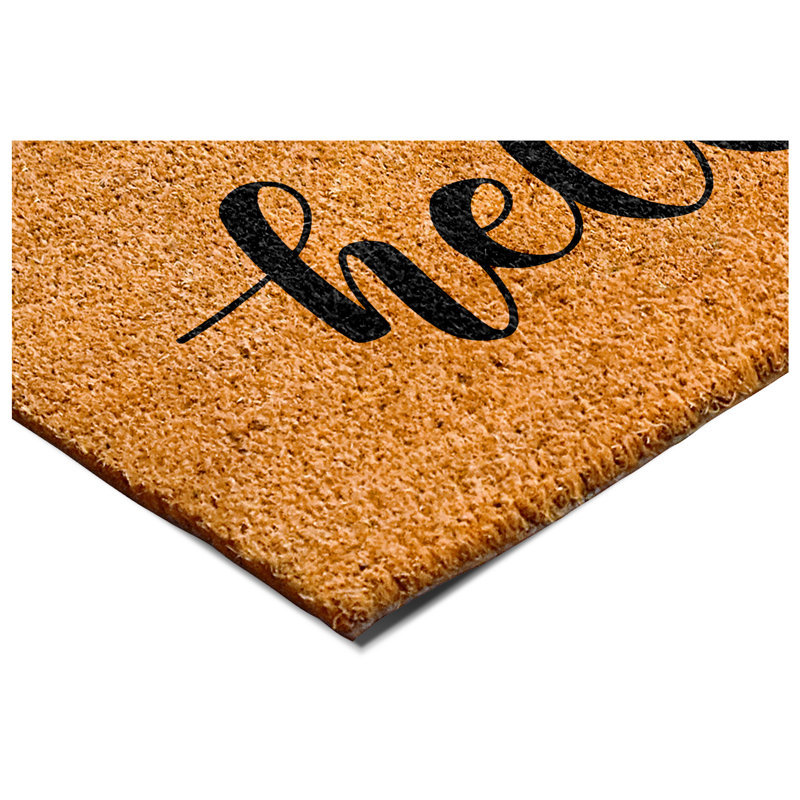 Tapis d'entrée antidérapant pour l'intérieur Hello Script, Noir, L 24 po x L 36 po