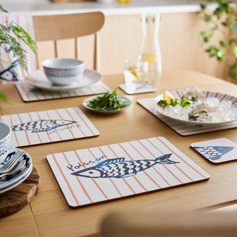 Catch Of The Day Paper Printed MDF Striped Placemat