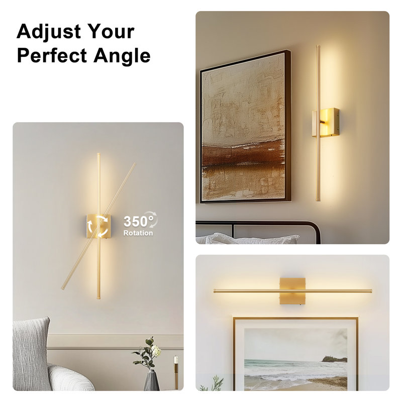 2-Pack Rechargeable Wall Sconces with Remote Control, Non-Hardwired, Gold