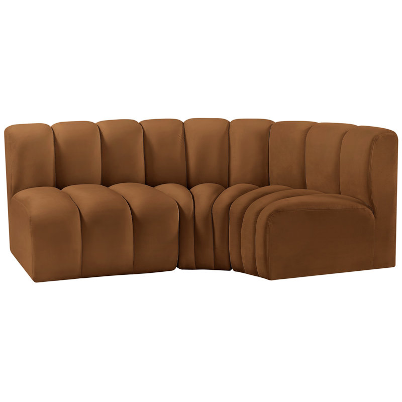 Holdren Upholstered Curved Sectional Reversible, Saddle Velvet