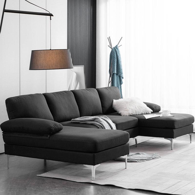 Bronnen 3 - Piece Upholstered Sectional, Beige 100% Linen