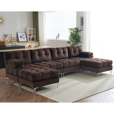 Modular Sectional Couch,124 Inch Sectional Sofa With Metal Legs, Modern U Shaped Sofa For Living Room(Chenille) by Ivy Bronx