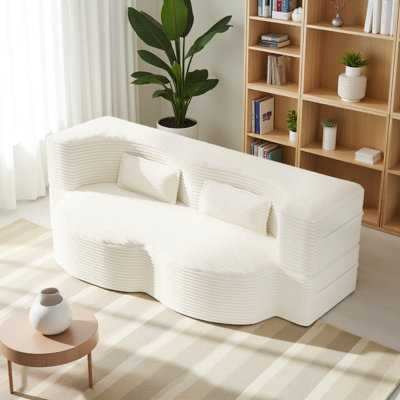 Canapé-lit moderne avec 2 coussins, canapé-lit en tissu convertible rembourré de mousse, matelas pliant simple de 15 po pour le salon, lit d'invité, salle de jeux, aucun assemblage requis
