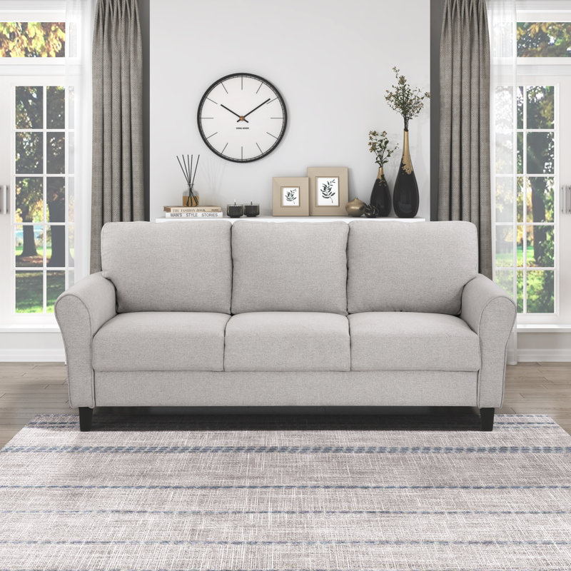 Luling 80.5" Round Arm Fabric Upholstered Sofa, Sand