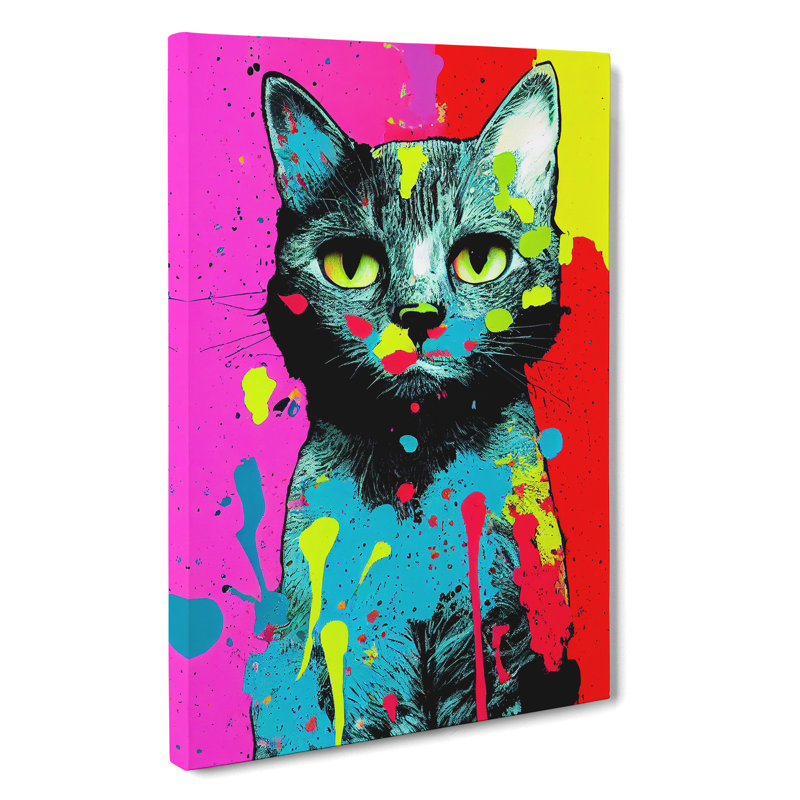 Cat Splashed In Paint No.1 - Wrapped Canvas Print, 50cm H x 35cm W