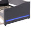 Lit de jour simple rembourré de couleur grise avec accents à DEL et gigogne en molleton réglable - Personnalisez l'ambiance de votre chambre à coucher-1073268164-1073268167