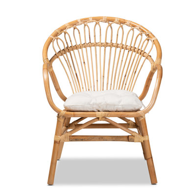 Chaise de salle à manger moderne moderne bohémien en rotin brun naturel
