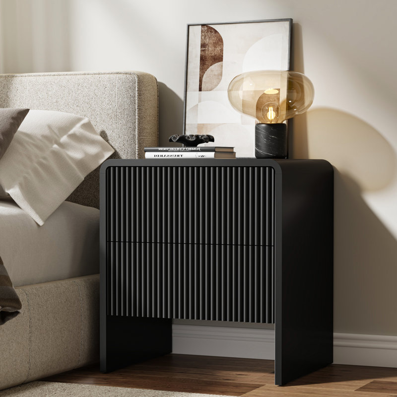 Nightstand With 2 Drawers (set Of 2), Black