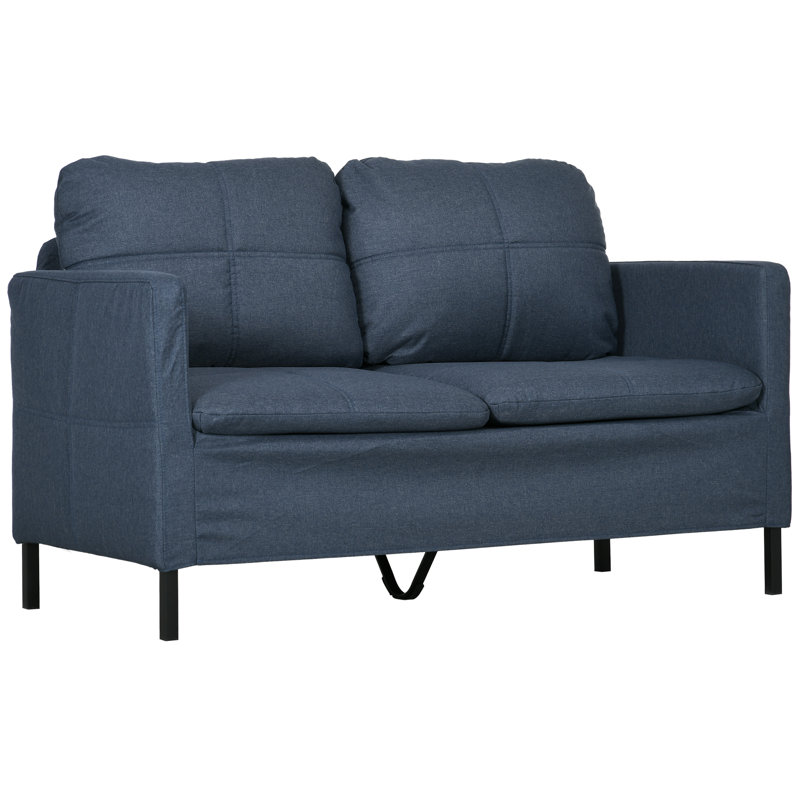 Causeuse à accoudoirs carrés 53,1 po Deisi, Polyester à 100 % bleu foncé