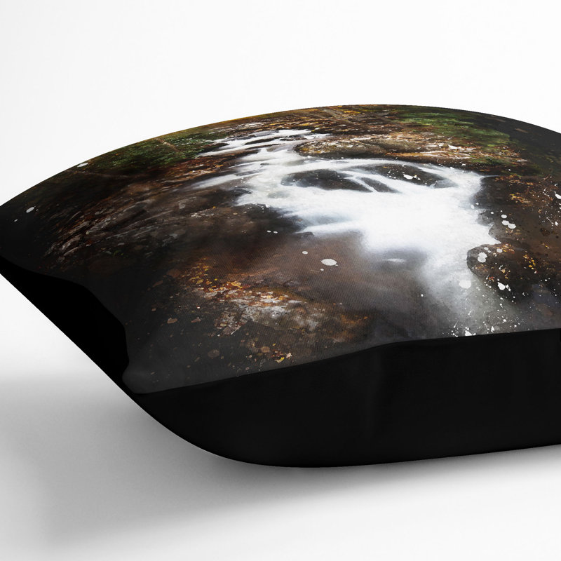 Woodland Stream Cushion with Filling, Black, 55cm H x 55cm W x 20cm D
