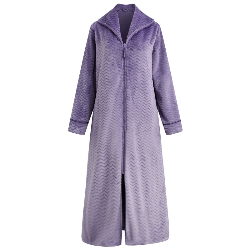 Peignoir mi-mollet avec poches Lakeville, M, Violet