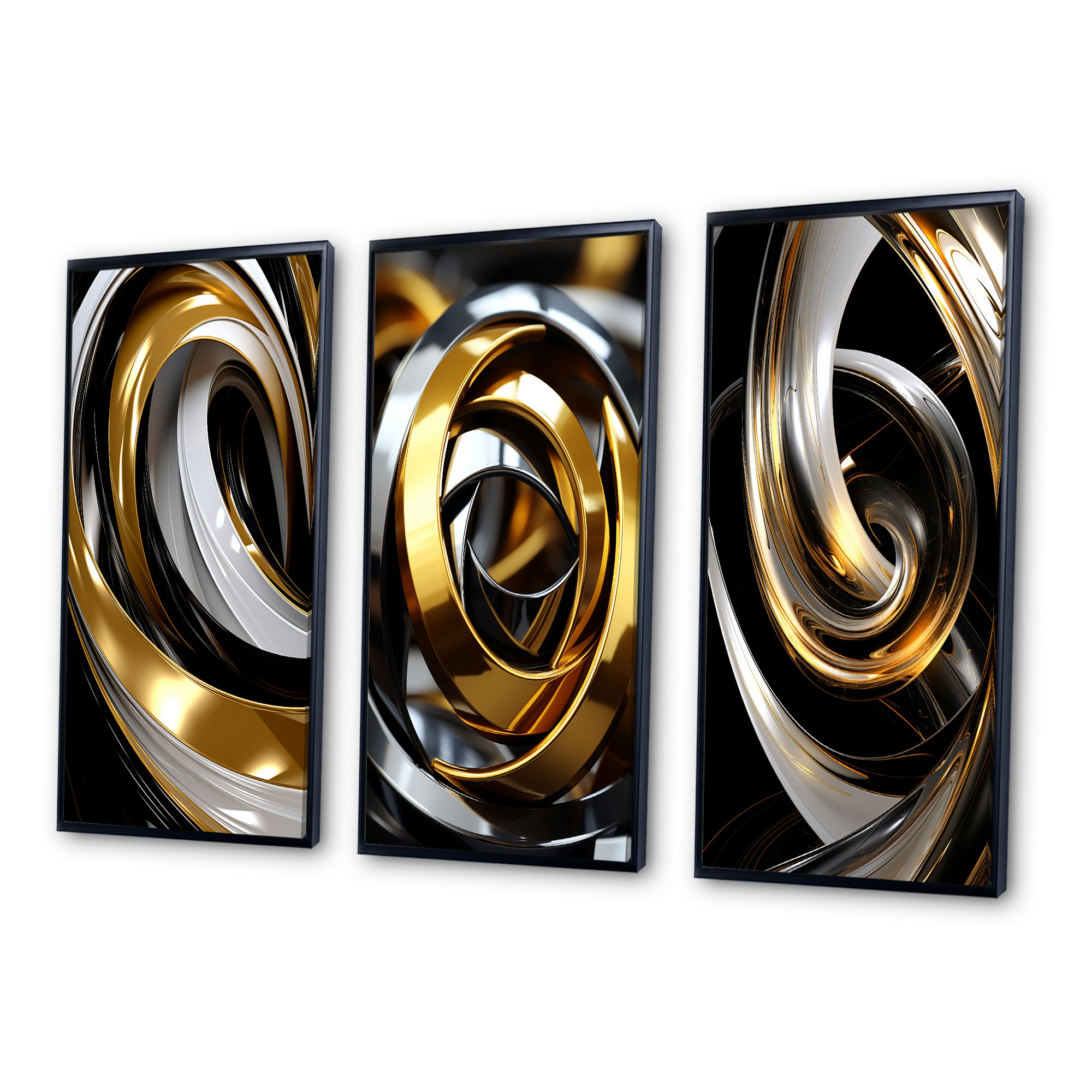 Ivy Bronx Liquid Gold Black And White Swirling Dimension I - Abstract ...