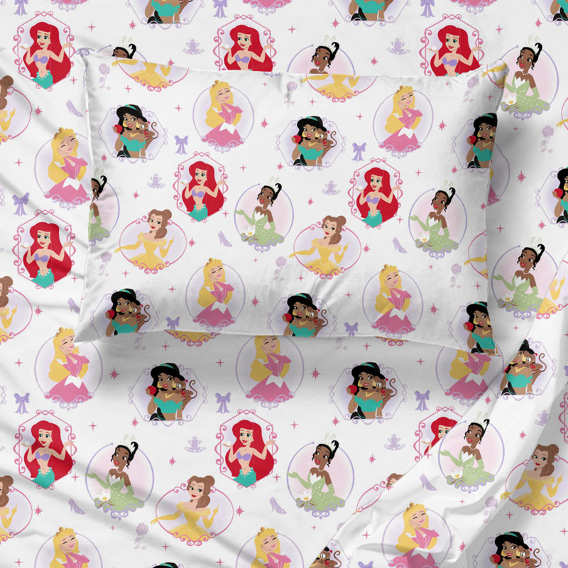 Saturday Park Disney Princess Besties 100% Organic Cotton Sheet Set, Queen Sheet Set with 2 Pillowcases