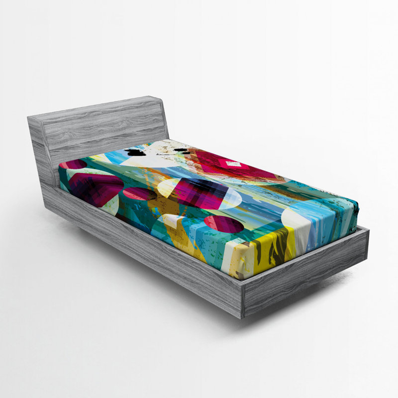 Twin Multicolor Abstract Microfiber Fitted Bed Sheet