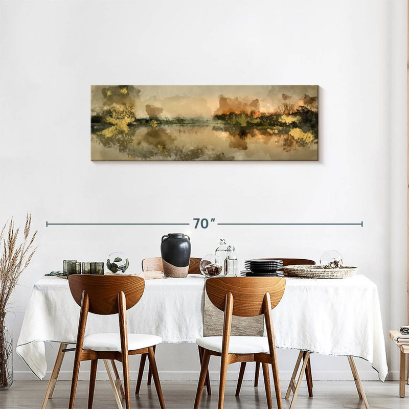 Lac sur toile, H 18 po x l 54 po x P 1,25 po