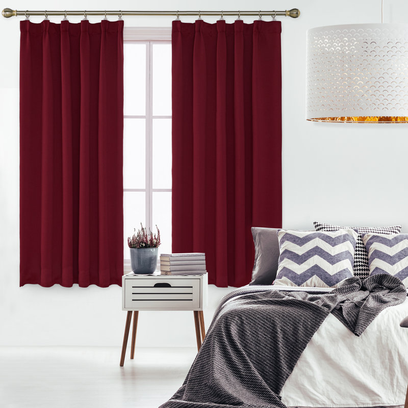 Farhod Blackout Curtain Pair, Red, 117cm Width x 138cm Drop