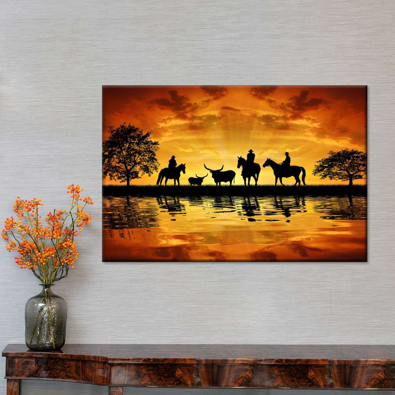 Impression sur toile de Western Western Wetland Cowboys, H 34 po x l 51 po x P 1,25 po