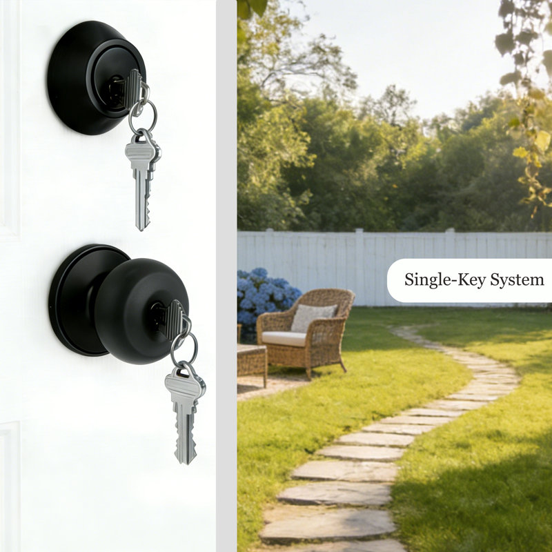 Dalle de porte extérieure en bois massif blanc avec verre transparent 9-Lite et porte pour chien intégrée, avec poignée à bouton noir et verrou à pêne dormant (système à clé unique)
