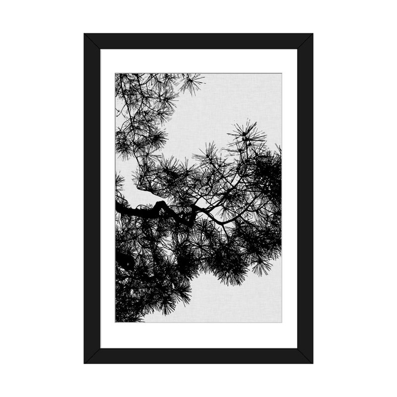 « pin tree », impression sur toile, Papier d'art encadré noir, Blanc, H 24 po x l 16 po x P 1 po