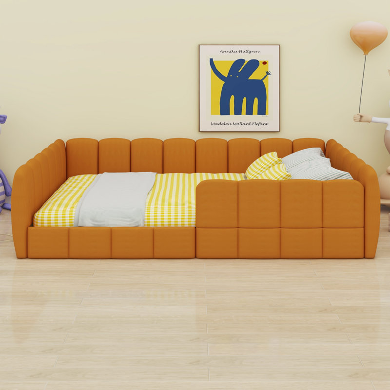 Lit tapissier Minimalist, Orange citrouille