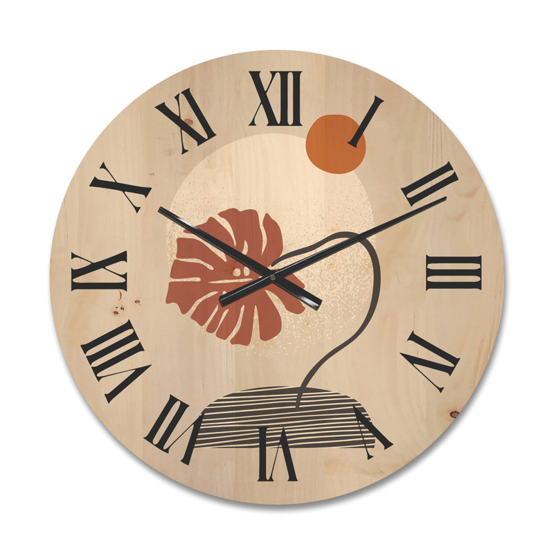 Horloge murale en bois Tropical Palm Leaf, Moyen
