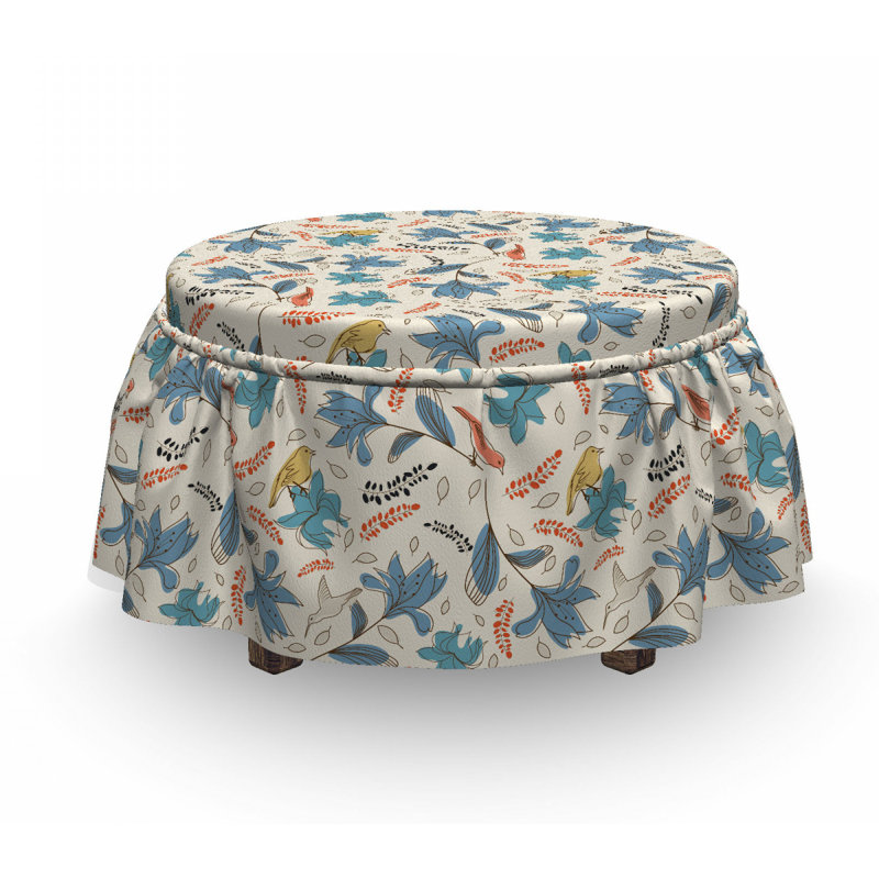 Housse pour repose-pieds Abstract Flowers and Birds
