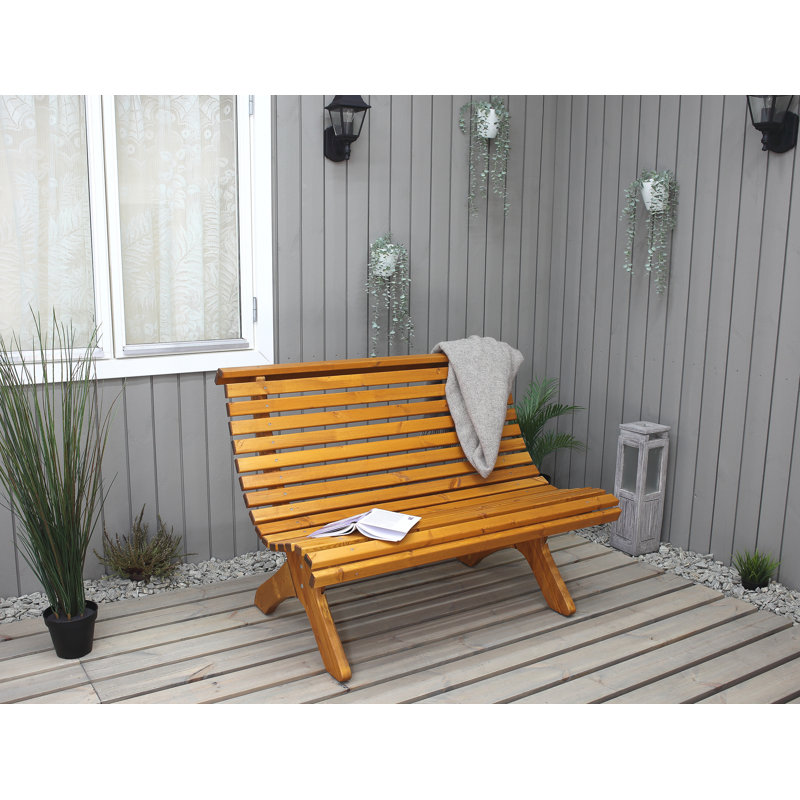 Oluna Solid Wood Pine Outdoor Bench, Honey, 87cm H x 116cm W x 74cm D