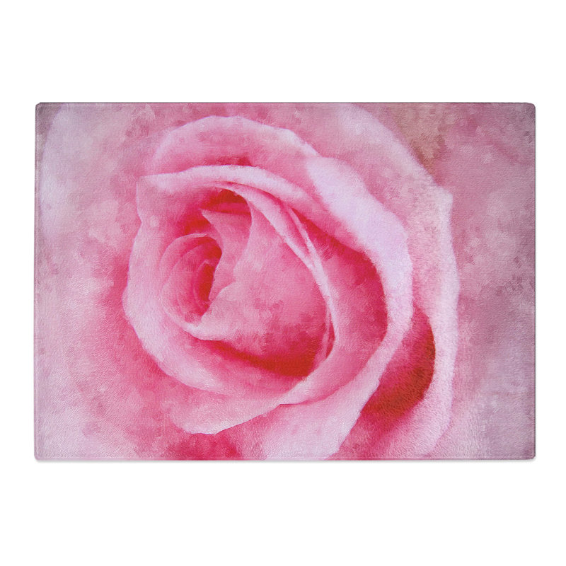 Tempered Glass Pink Rose Petals Chopping Board, 20 cm x 28.5 cm