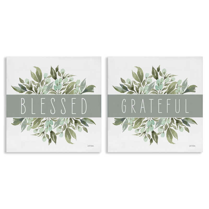 "Blessed Grateful Sentiment", ensemble de 2 toiles murales par Leslie Trimbach, H 17 po x l 17 po