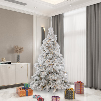 Flocked Sierra Lighted Artificial Pine Christmas Tree