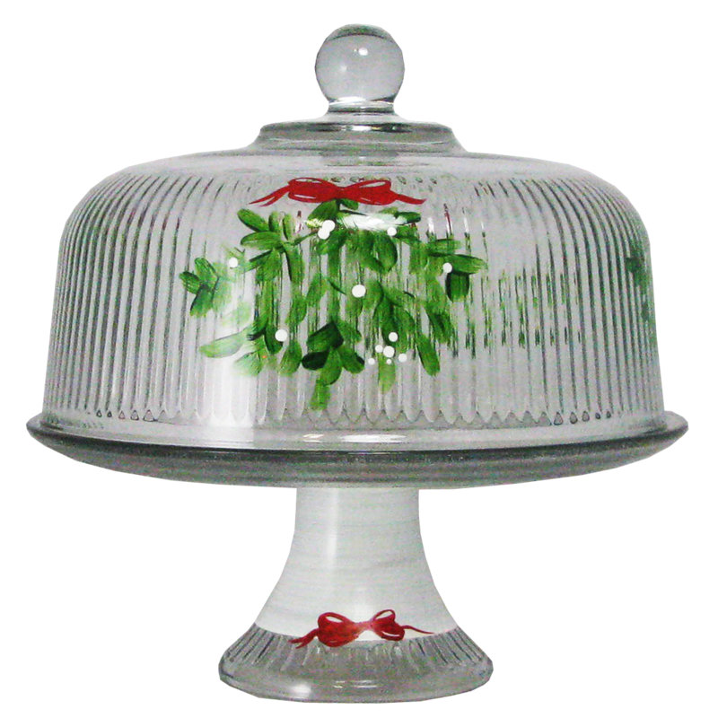 Mistletoe Glass Cake Stand