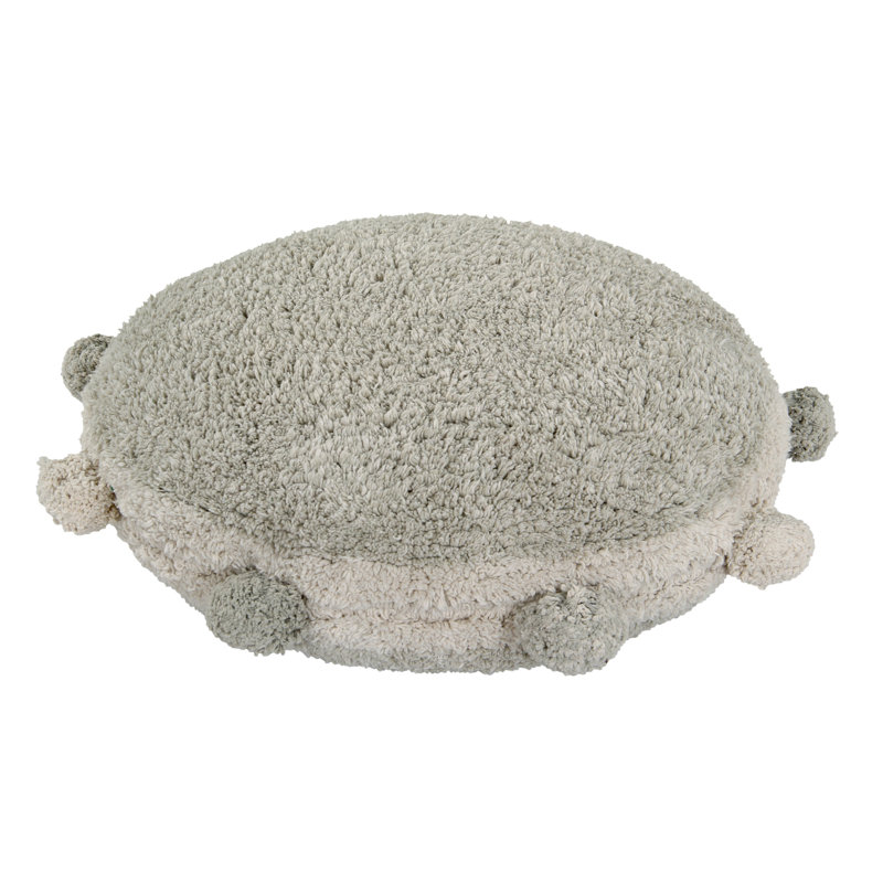 Bubbly Olive Pom-Poms Round Cotton Blend Floor Cushion