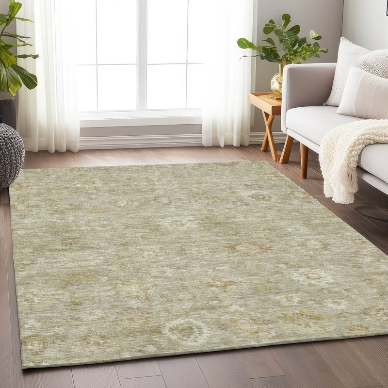Machine Washable Indoor/Outdoor Xhevrie Beige Rug, Rectangle 3' x 5'
