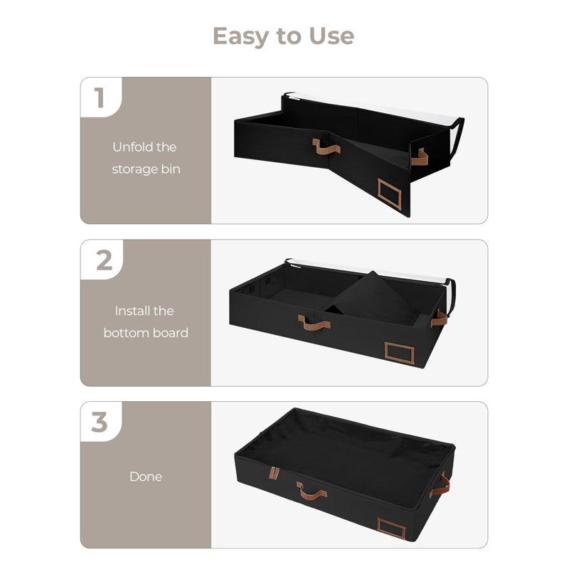 Large Under Bed Storage Containers With Handles And Label Holder, 2 Pack Ultra-Thick Fabric Underbed Bins, Closet Organizer For Clothes, Blankets, Sweater