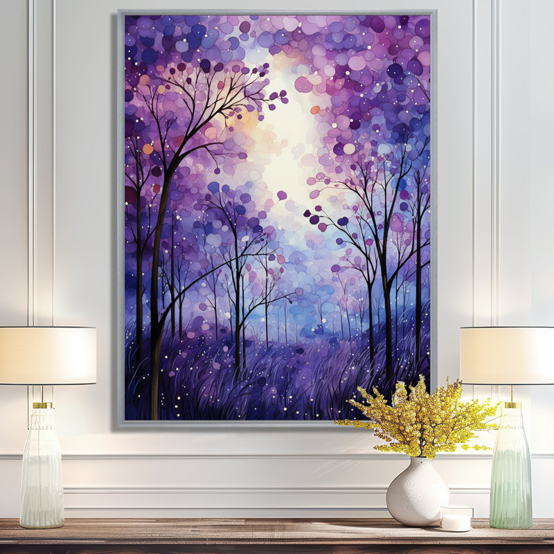 Macmahon Violet Serenade - reproduction d'art sur toile abstraite, H 32 po x l 24 po x P 1 po, Encadrement argenté